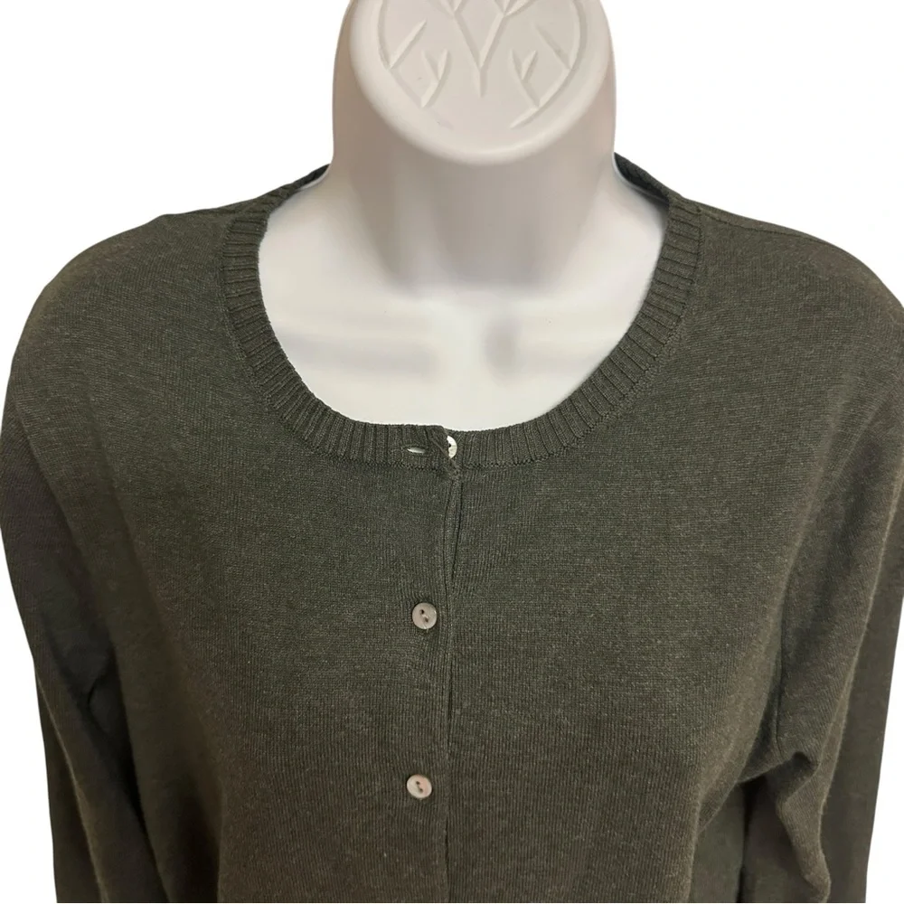 The Limited Collection Button Front Sweater Ribbed Knit Cardigan Top‎ Sz L Green